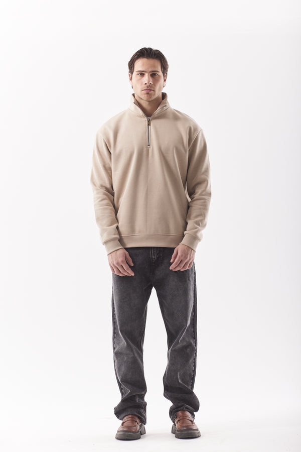 Everyday Half-Zip Sweatshirt Beige